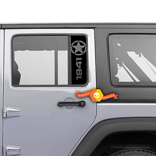 Pair Jeep 1941 Window Star Gladiator Wrangler Doors Vinyl Stickers Decal left right
