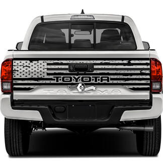 Toyota Tacoma SR5 Tailgate USA Flag Mud Splash Destroyed Vinyl Decals Graphic Sticker
