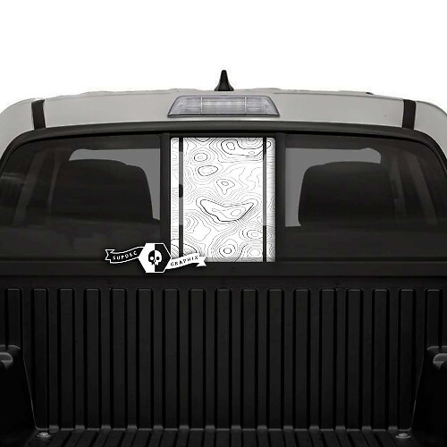 Topographic Map Rear Window Tailgate Vinyl Decals Graphic Sticker for Toyota Tacoma SR5