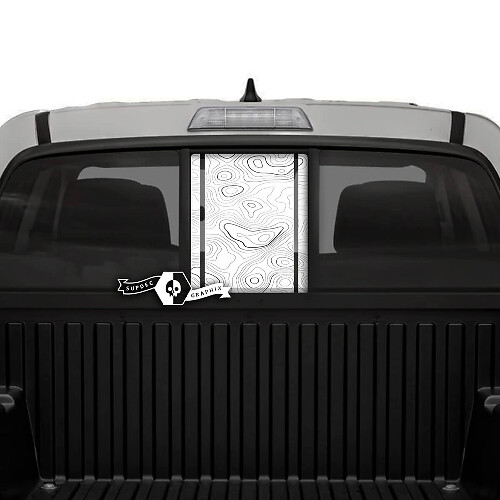 Toyota Tacoma SR5  Pick-up Truck Rear Window Tailgate Topographic Map Topo Vinyl Decals Graphic Sticker
