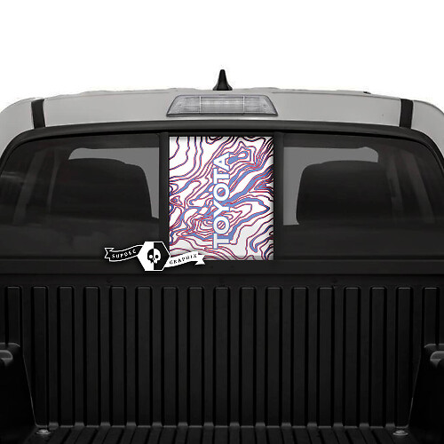 Topographic Map Logo Rear Window Tailgate Vinyl Decals Graphic Sticker for Toyota Tacoma SR5