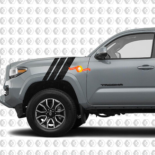 Topographic Map Style Triple Stripes Front Fender Vinyl Decal Sticker for Toyota Tacoma
