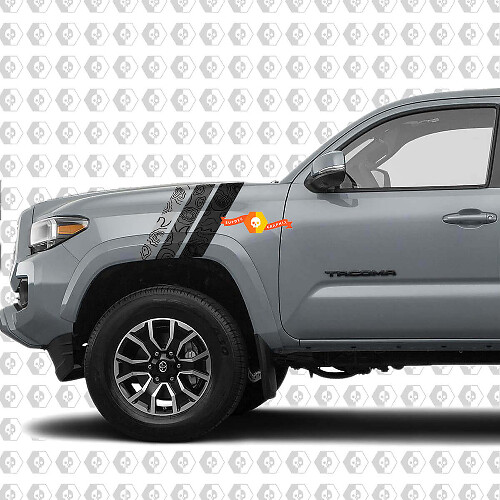 Topographic Map Style Stripes Front Fender Vinyl Decal Sticker for Toyota Tacoma