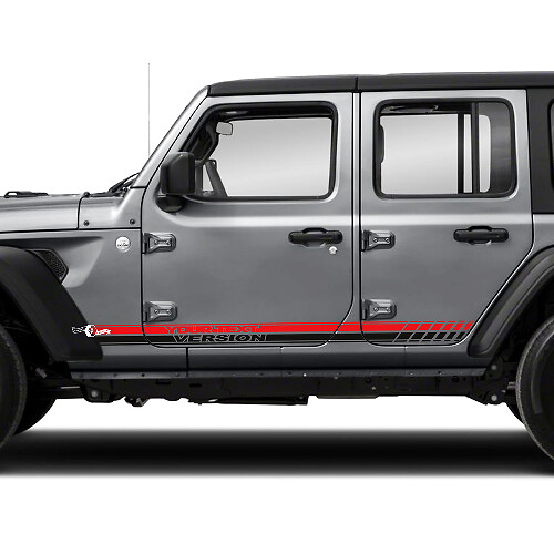 2  Jeep Wrangler Unlimited Doors Fender Side Logo Stripe 2 Colors Vinyl Sticker Decal
