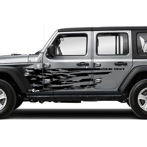 Distressed US Flag Side Vinyl Decal Kit for Jeep Wrangler Unlimited JK
