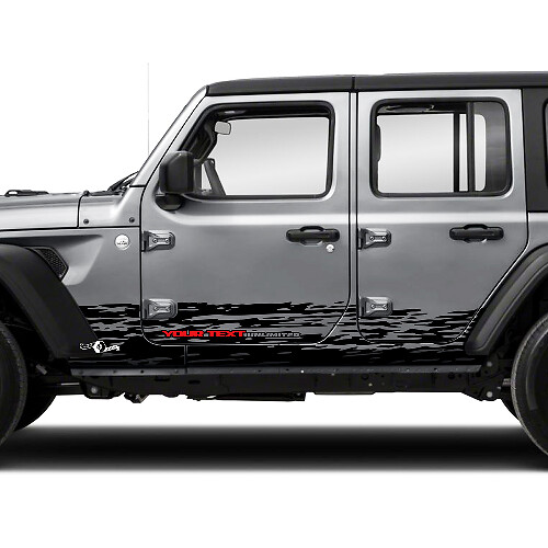 Pair Jeep Wrangler Unlimited Doors Rocker Panel Stripes Mud Splash Side Stripe Vinyl Sticker Decal 2 Colors
