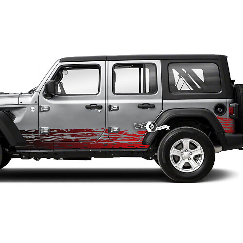Pair Jeep Wrangler Unlimited Doors Rocker Panel Stripes Mud Splash Side Stripe Vinyl Sticker Decal 2 Colors
