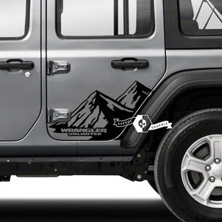 2x Jeep Wrangler Unlimited Doors Fender Mountains Side Stripe 4 Colors Vinyl Sticker Decal

