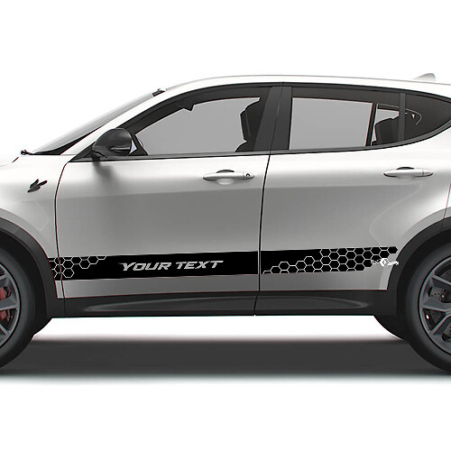 Custom Text Honeycomb Style Side Stripes Vinyl Decals Kit for Dodge Hornet