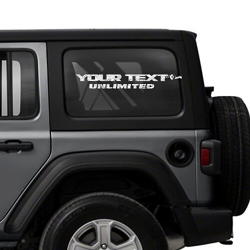 Topographic Map Window Side Vinyl Sticker Decal Custom Text for Jeep Wrangler