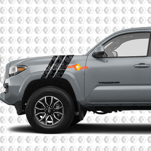 Topographic Map Style Stripes Fender Vinyl Decal Sticker for Toyota Tacoma