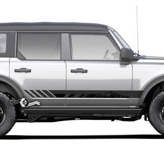 Pair Ford Bronco Mountains Style Rocker Panel Side Lines Doors Decals Stickers
