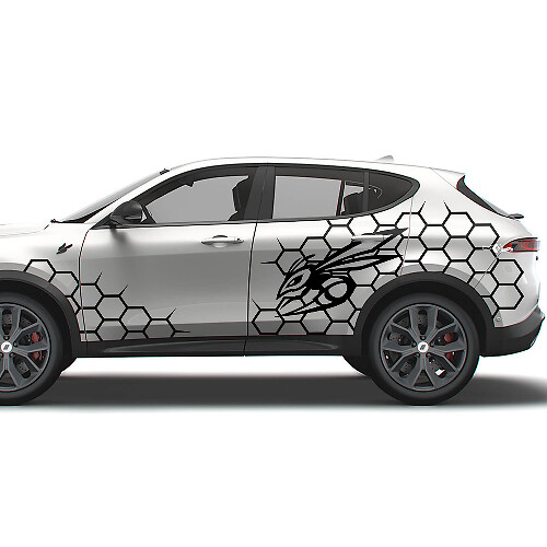 Hornet Logo Honeycomb Style Side Vinyl Decals Kit for Dodge Hornet
