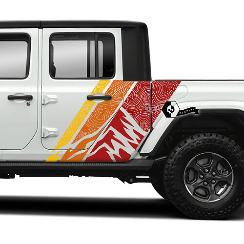 Pair Jeep Gladiator Rubicon retro vintage Doors 4x4 Off-Road racing stripe kit sport Off Road 3 Colors
