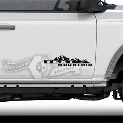 Custom Text Doors Mountains Side Panel Vinyl Decals for Musclecar horse