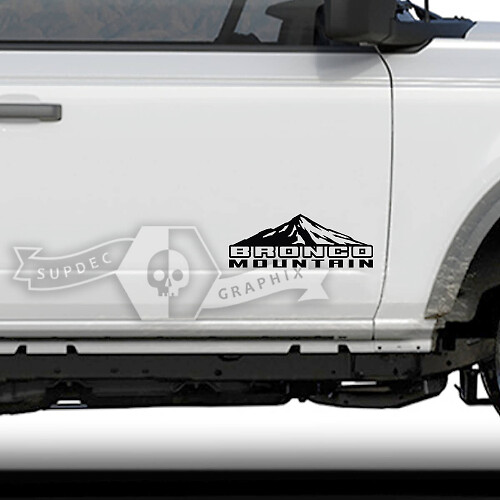 Pair Ford Bronco Doors Mountains Side Vinyl Decal Sticker Graphics
