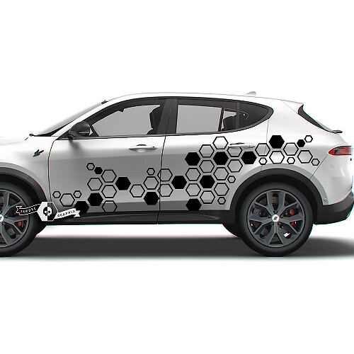 Pair Dodge Hornet Doors Side Stripes Splash Wrap Mud Fender Honeycomb Logo Vinyl Decals Stickers
