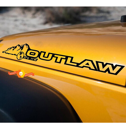 Outlaw Hood Vinyl Decal Pair for Jeep Wrangler
