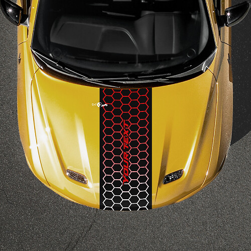 Honeycomb Style Gradient Custom Text Hood Stripe Vinyl Decal for Dodge Hornet