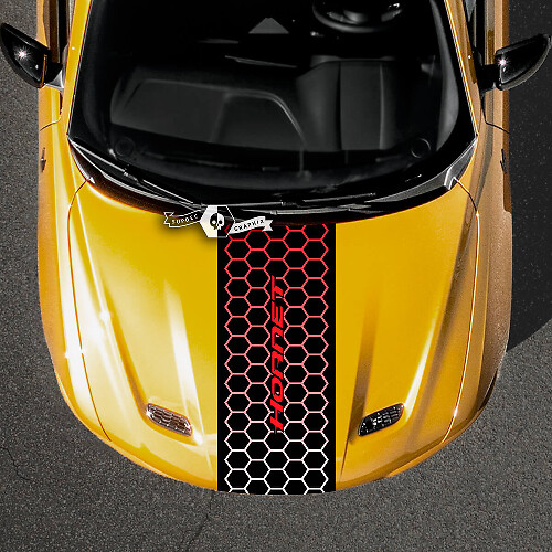 Dodge Hornet Hood Stripes Wrap Honeycomb Logo Vinyl Decals Sticker Gradient
