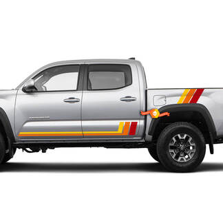 Kit of Three Colors Old School Sunset Toyota Tacoma Doors TRD Stripes Side Vinyl Decals Stickers
