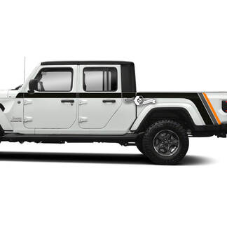 Pair Jeep Gladiator Side Doors Bed Fender Stripes Style Vinyl Decal Sticker Graphics kit 3 Colors
