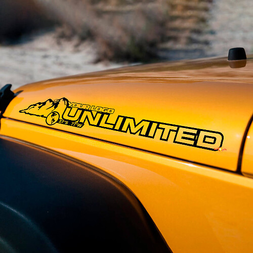 Unlimited Mountains Hood Vinyl Decal Rubicon Sahara Wrangler