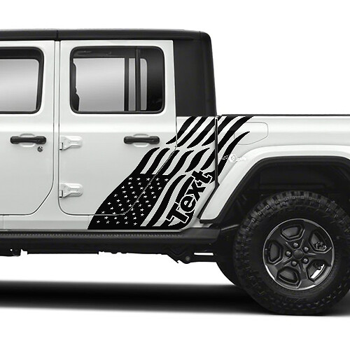 Pair of Jeep Gladiator Side USA Flag Doors Stickers Decals Vinyl Graphics Stripe
