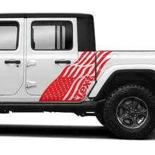 Pair of Jeep Gladiator Side USA Flag Doors Stickers Decals Vinyl Graphics Stripe
 3