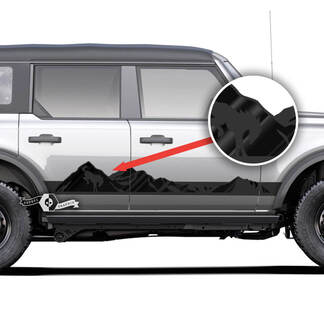 Pair of  Doors Side Mountain Rocker Panel Graphics  Decals Stickers for Ford Bronco 2 Colors
