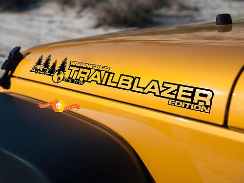 PAIR Jeep Sticker Decal TRAILBLAZER WRANGLER Hood Sticker Decal rubicon sahara JK CJ TJ YJ
