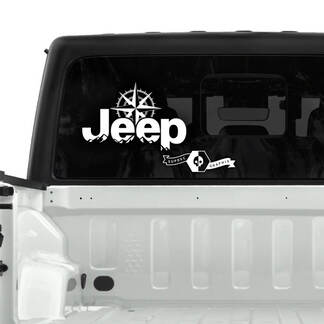 Jeep Gladiator Rear Window Forest Mountains Compass Decals Vinyl Graphics
