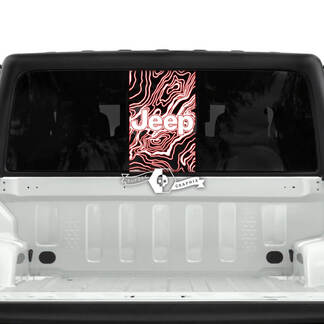 Jeep Gladiator Rear Window USA Topographic Map Decals Vinyl Graphics Stripe 2 Colors
