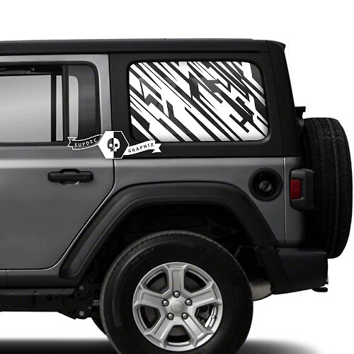 Pair of Jeep Wrangler Unlimited Side Door Window Mud Vinyl Graphics Stripe
