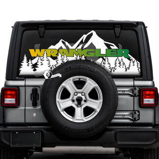Jeep Wrangler Unlimited Rear Window Mountains Forest Decals Vinyl Graphics
