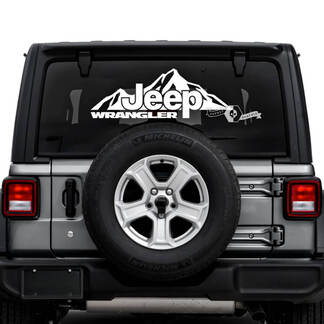 Jeep Wrangler Unlimited Rear Window Mountains Decals Vinyl Graphics
