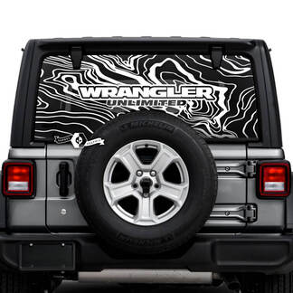 Jeep Wrangler Unlimited Rear Window Mountains Decals Vinyl Graphics
