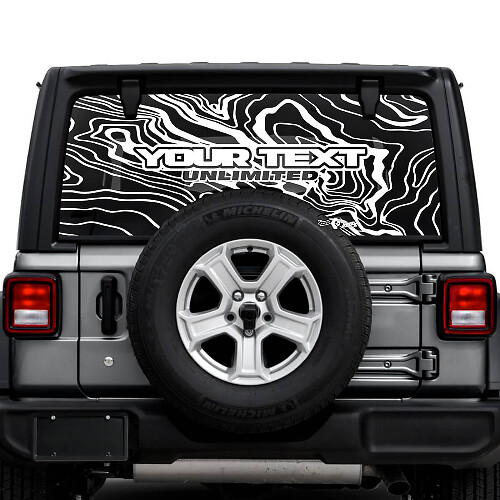 Jeep Wrangler Unlimited Rear Window Topographic Map Logo Stickers Decals Vinyl Graphics

