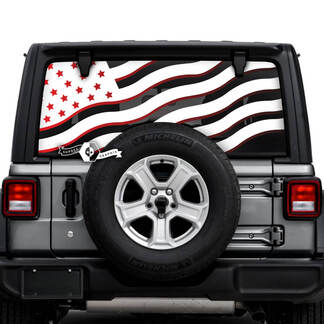 Jeep Wrangler Unlimited Rear Window Flag USA Shadow Decals Vinyl Graphics 2 Colors
