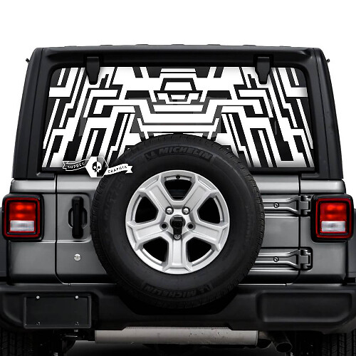 Jeep Wrangler Unlimited Rear Window Geometry Logo Stickers Decals Vinyl Graphics
