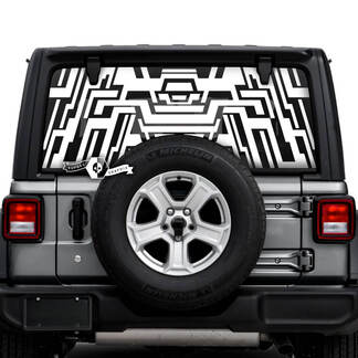 Jeep Wrangler Unlimited Rear Window Geometry Logo Decals Vinyl Graphics
