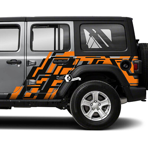Pair of Jeep Wrangler Unlimited Side Doors Splash Geometry Stickers Decals Vinyl Graphics Stripe
