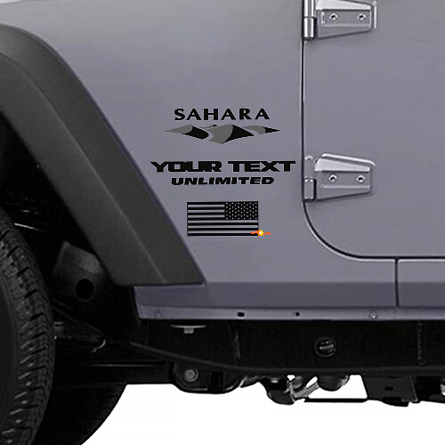 SAnd Dune & US Flag Side Vinyl Decal for Jeep Wrangler Unlimited