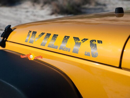 Willys Distressed Hood Vinyl Decal Set for Jeep Wrangler
