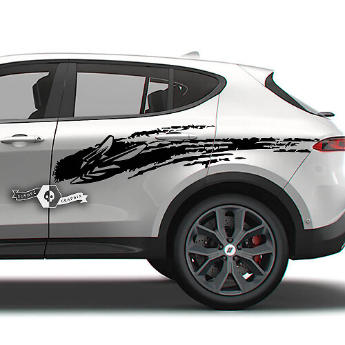 Pair Dodge Hornet Doors Side Stripes Splash Wrap Mud Logo Vinyl Decals Stickers
