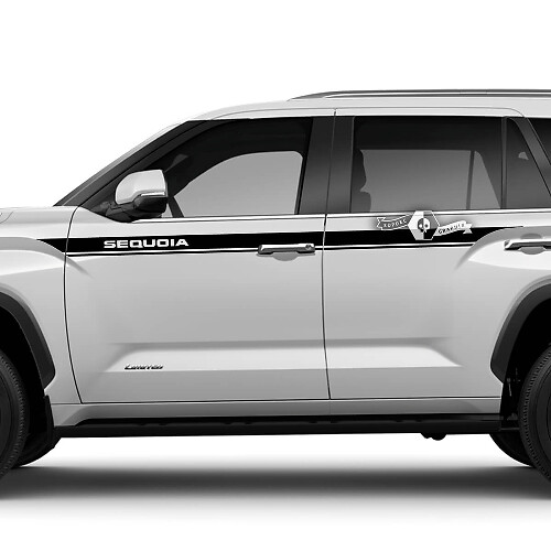 Pair Toyota Sequoia Doors Up Stripe Logo Vinyl Stickers Decal fit Toyota Sequoia
