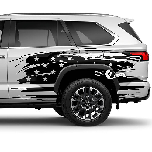 Pair Toyota Sequoia Rear Fender Door Wrap UAS Flag Splash Dazzle Paint Vinyl Stickers Decal fit Toyota Sequoia
