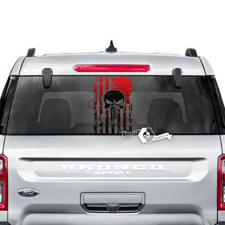 Ford Bronco Rear Window USA Flag Punisher Destroyed  Stripes Graphics Decals 2 Colors
