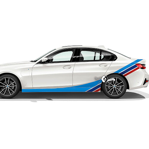 Pair BMW Doors Side Rear Fender Rocker Panel Stripes Rally Motorsport Trim Vinyl Decal Sticker F30 G20 M Colors
