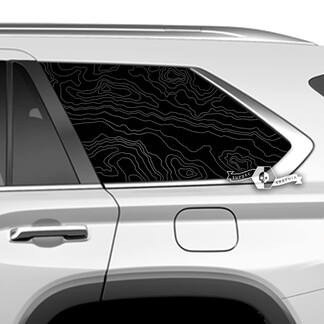 Pair Toyota Sequoia Rear Window Topographic Map Vinyl Stickers Decal fit Toyota Sequoia
